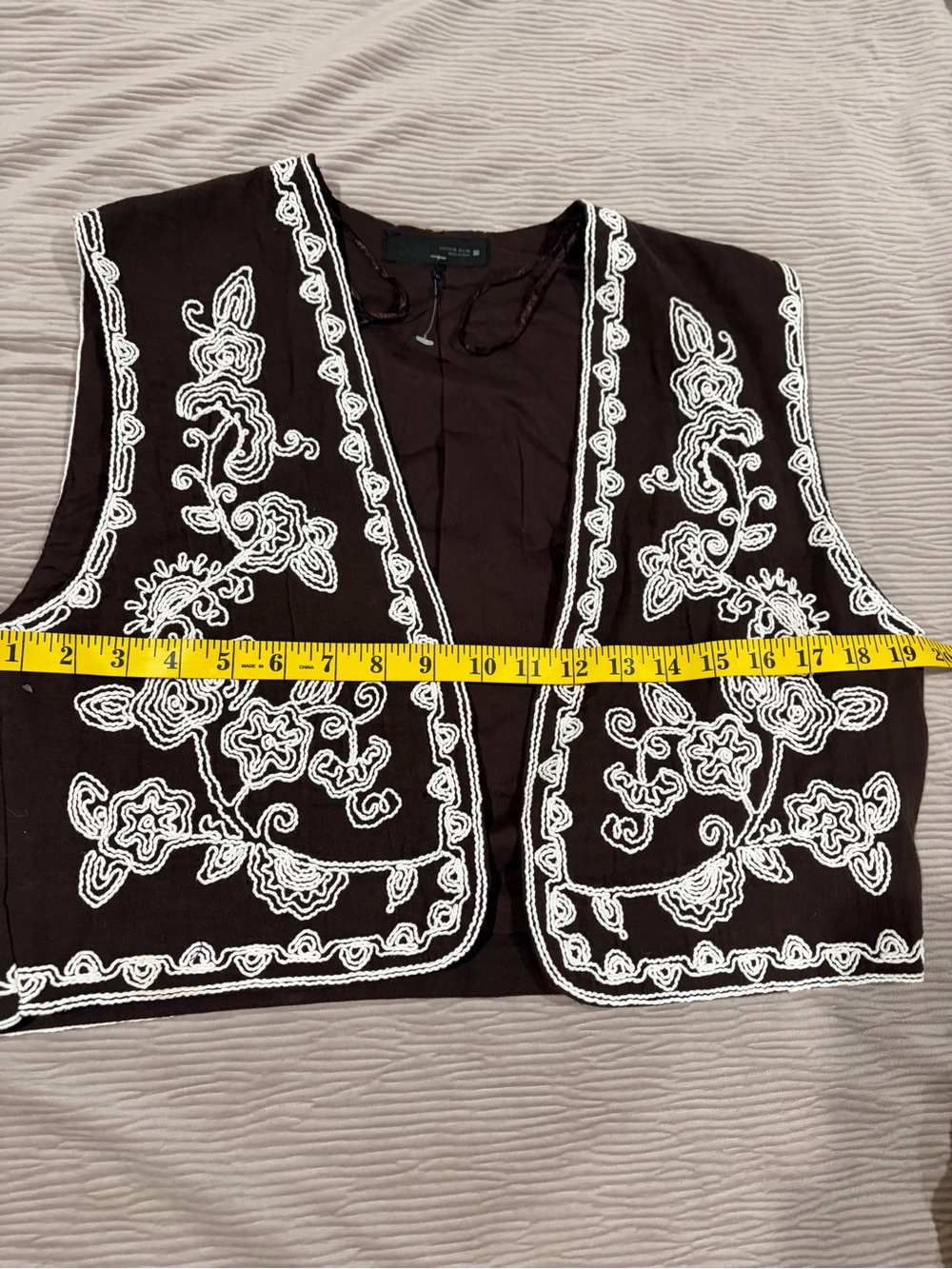 Zara Brown Sleeveless Cropped Top with White Trim/ vest/Size Medium